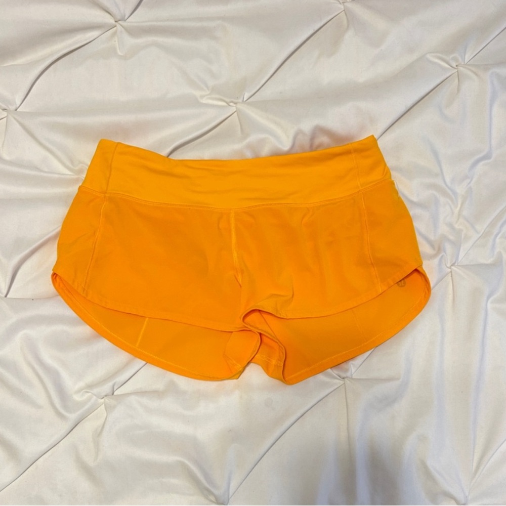 Orange Lululemon Speed Up Shorts